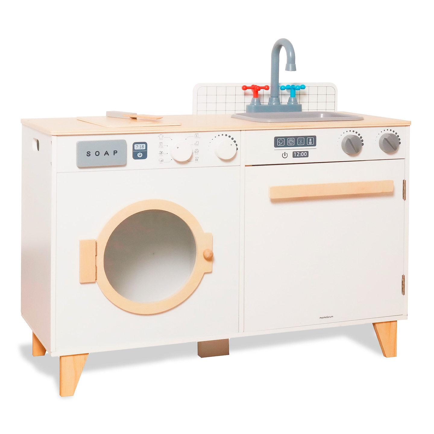 Cuisine et buanderie en bois - ensemble de maison 2 en 1 pour enfants