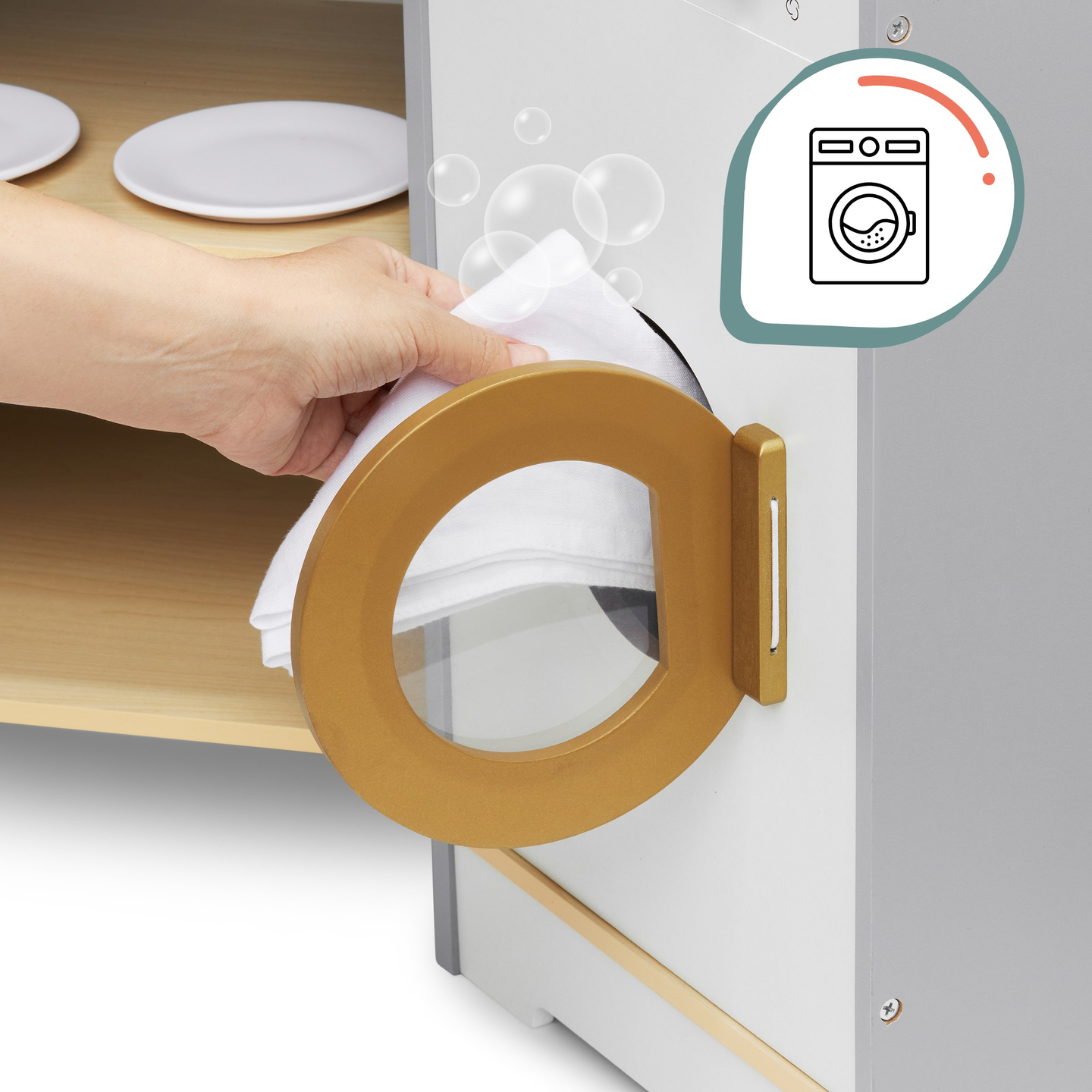 Cuisine interactive XXXL en bois avec éclairage LED, hotte et accessoires
