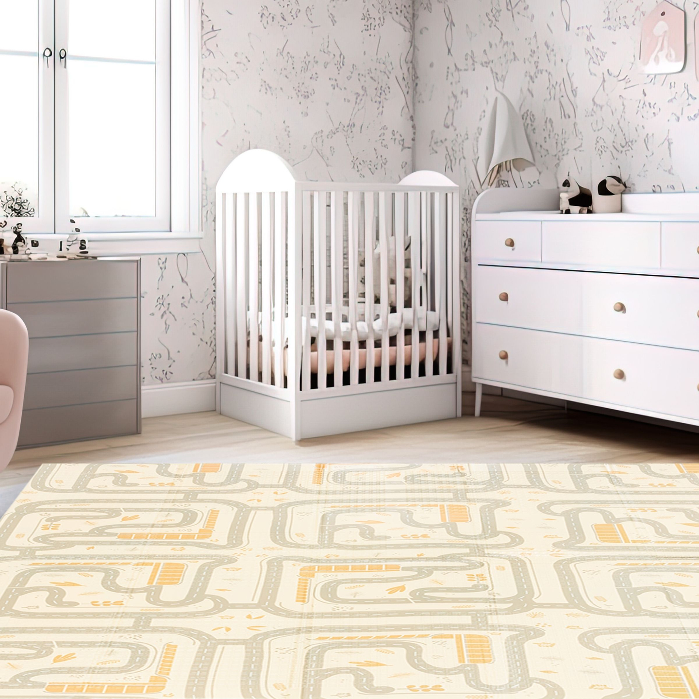 Tapis en mousse pliable double face 180 x 120 x 1 cm - Forêt Magique/Rues d'Automne - bohème