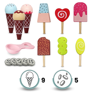 Glacier en bois pour enfants - chariot sur roues avec accessoires