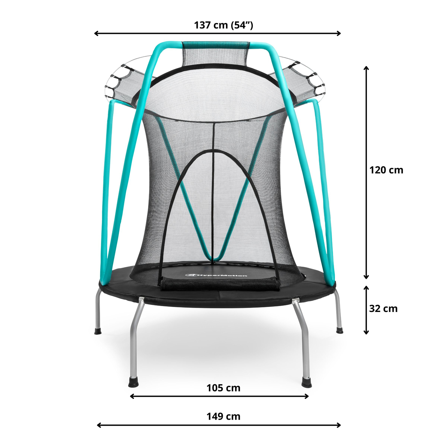 Trampoline menthe 137cm avec filet de protection - pour enfants de 3 à 8 ans - pour la maison et le jardin