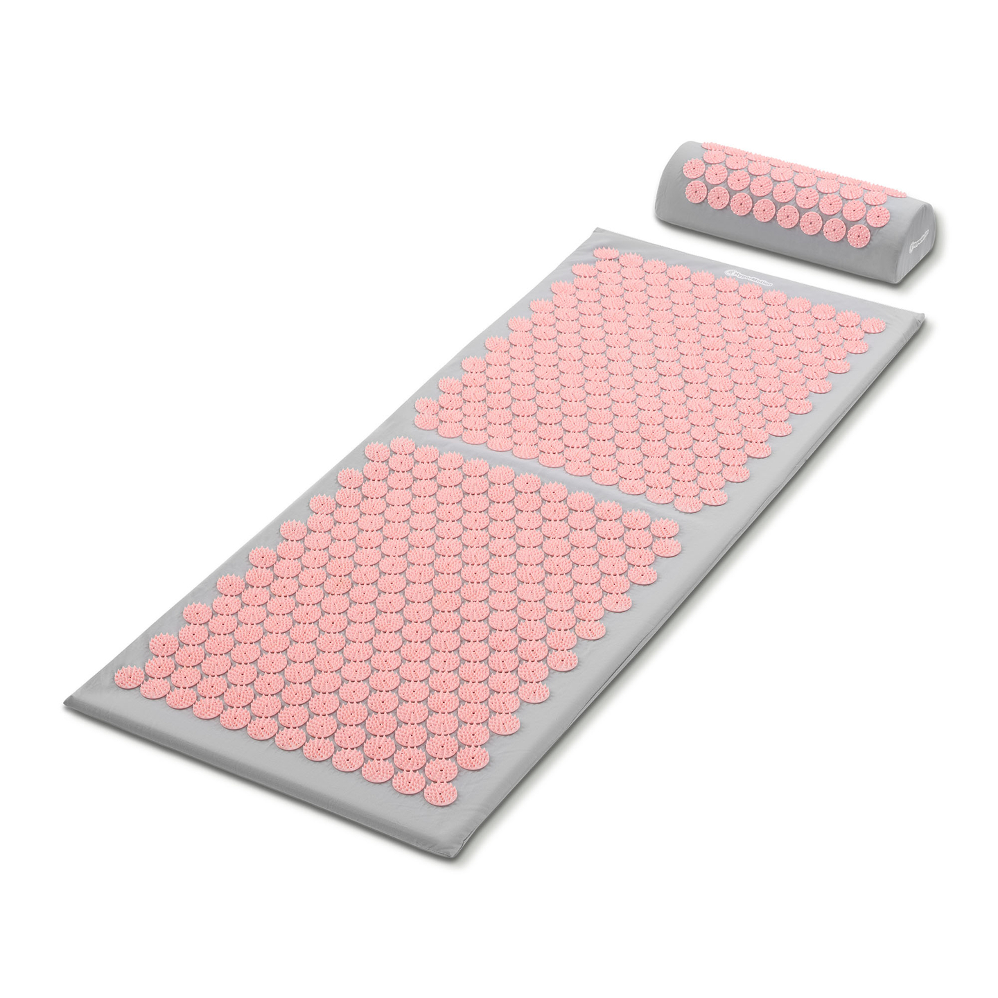 Grand tapis d'acupression avec coussin et housse - 130 cm HyperMotion gris et rose