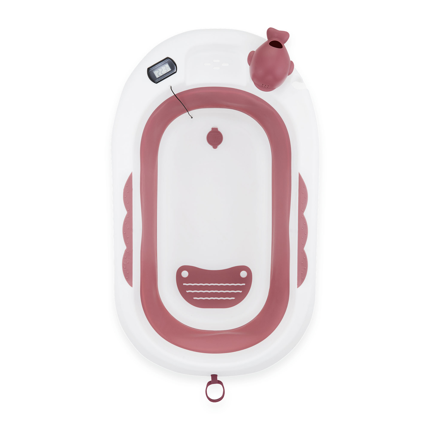 Baignoire pliante pour bébé avec thermomètre, insert et support - couleur rose sale