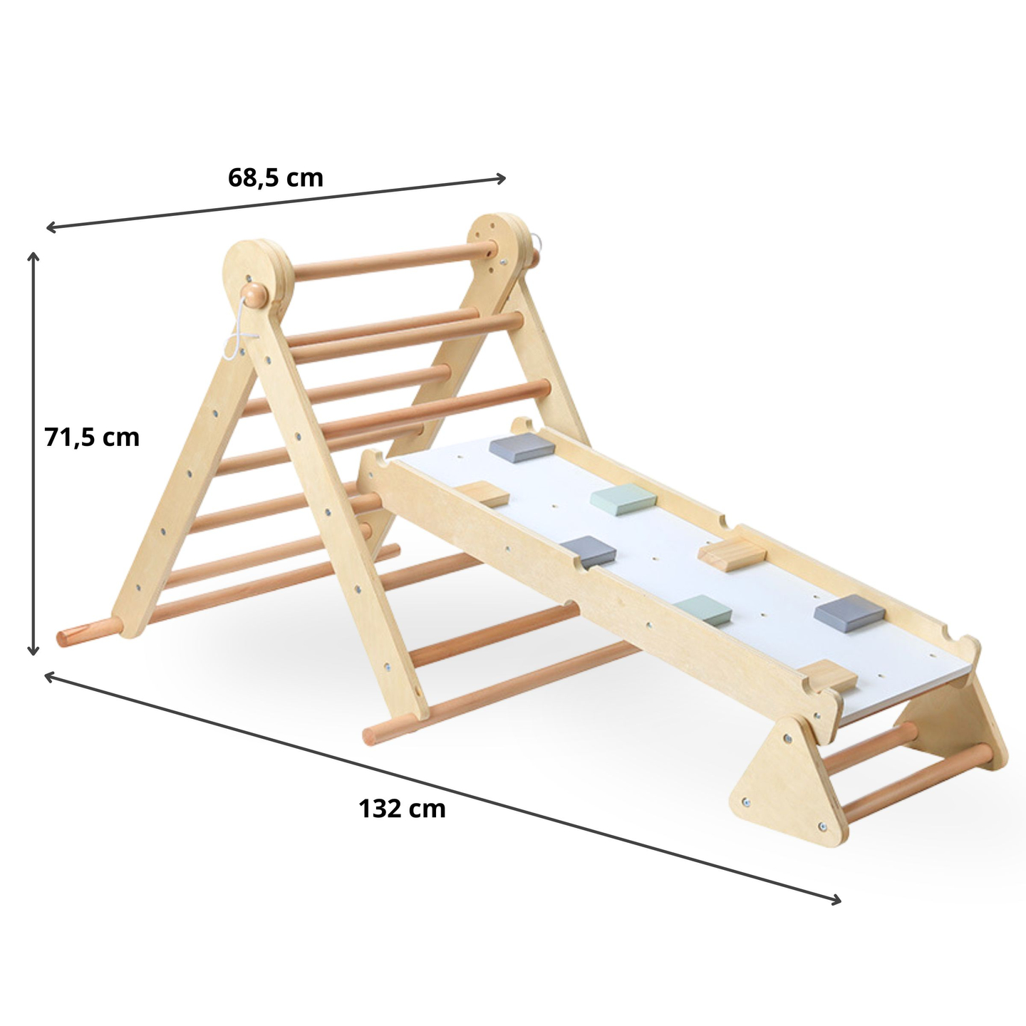 Aire de jeux en bois pour enfants - échelle + mur d'escalade + poutre d'équilibre - triangle de Pikler