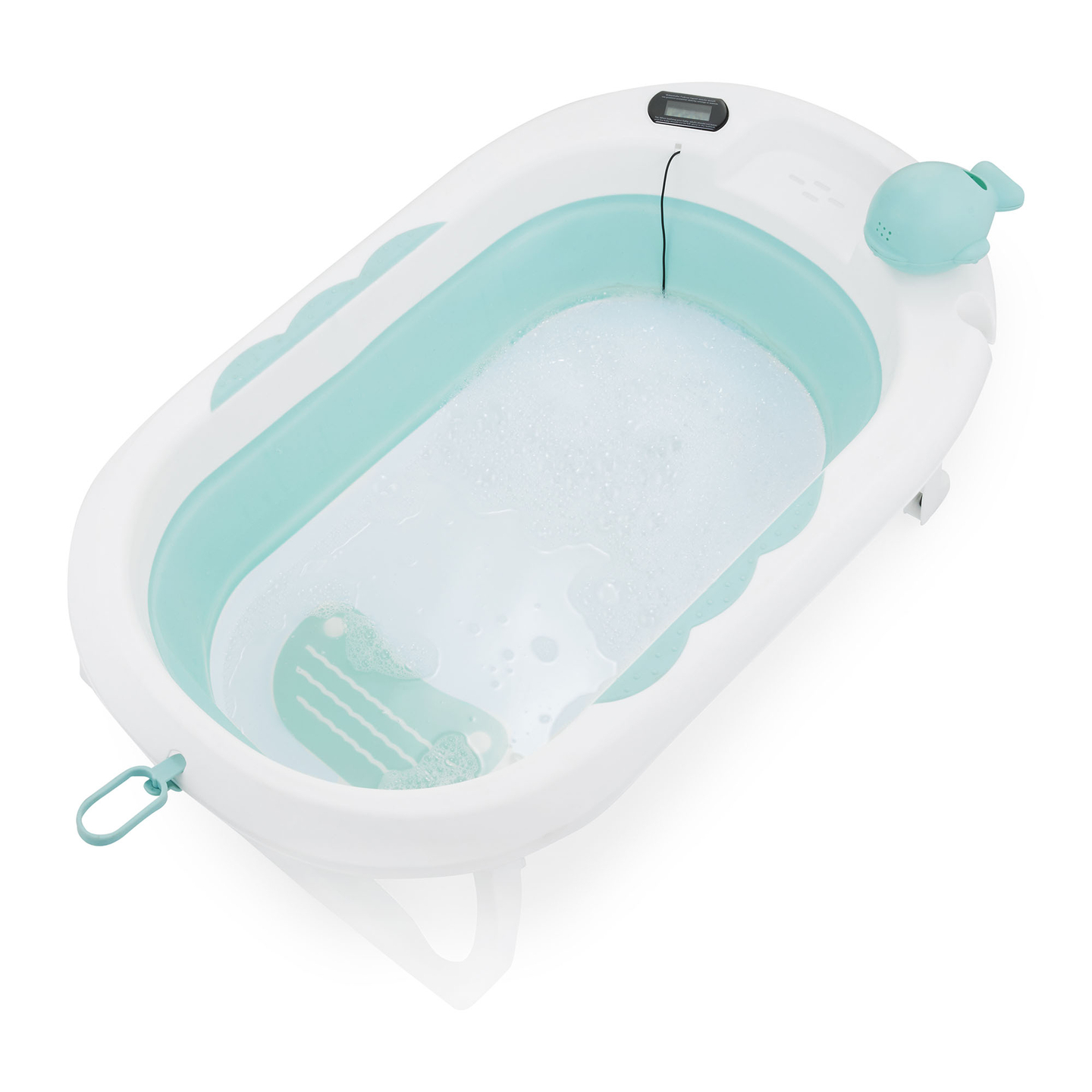 Baignoire pliante pour bébé avec thermomètre, insert et support - couleur menthe