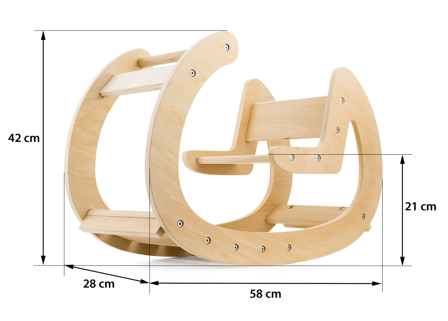 Rocker Montessori pour aire de jeux en bois - bois naturel - à partir de 12 mois.