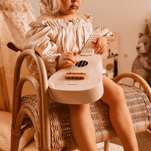 Guitare en bois pour enfants - ukulélé - couleur rose