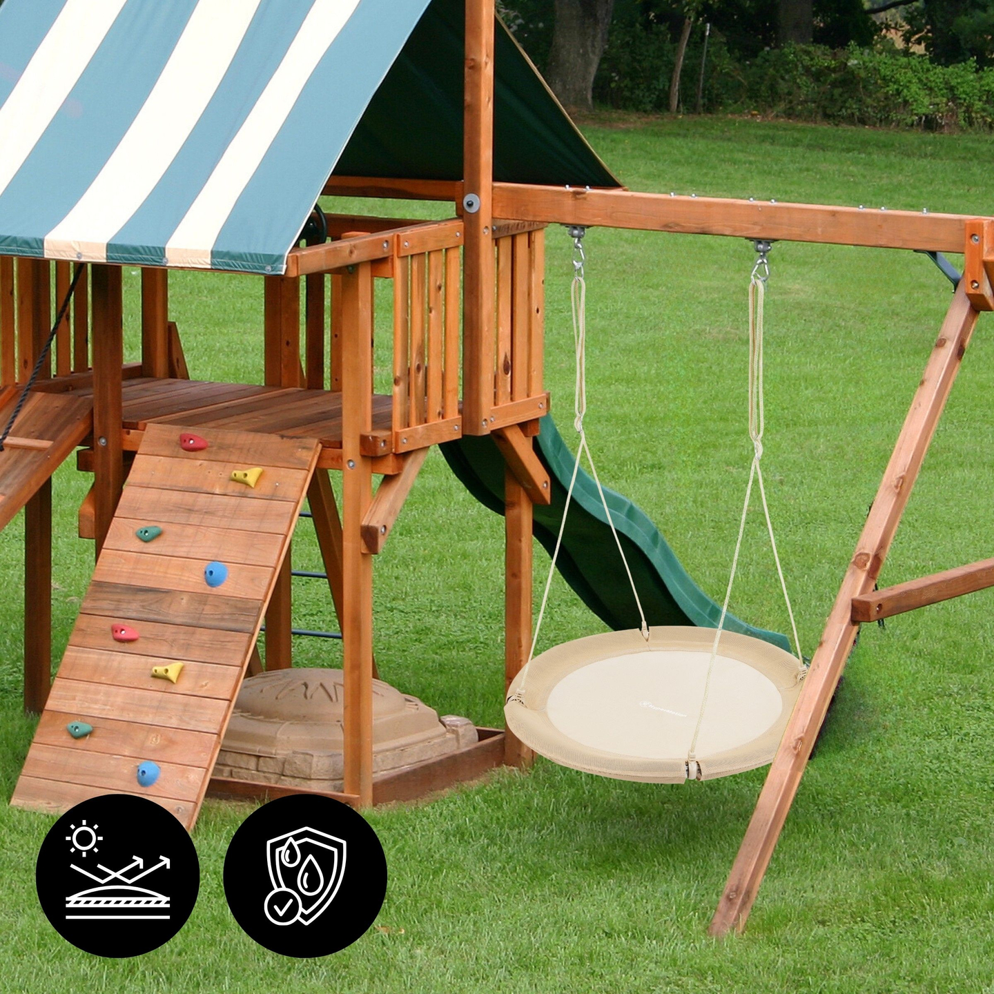 Balançoire nid de cigogne HyperMotion - diamètre 100 cm, couleur beige boho