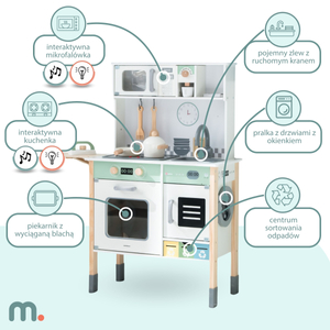 Cuisine interactive avec lave-linge, lave-vaisselle et tableau noir