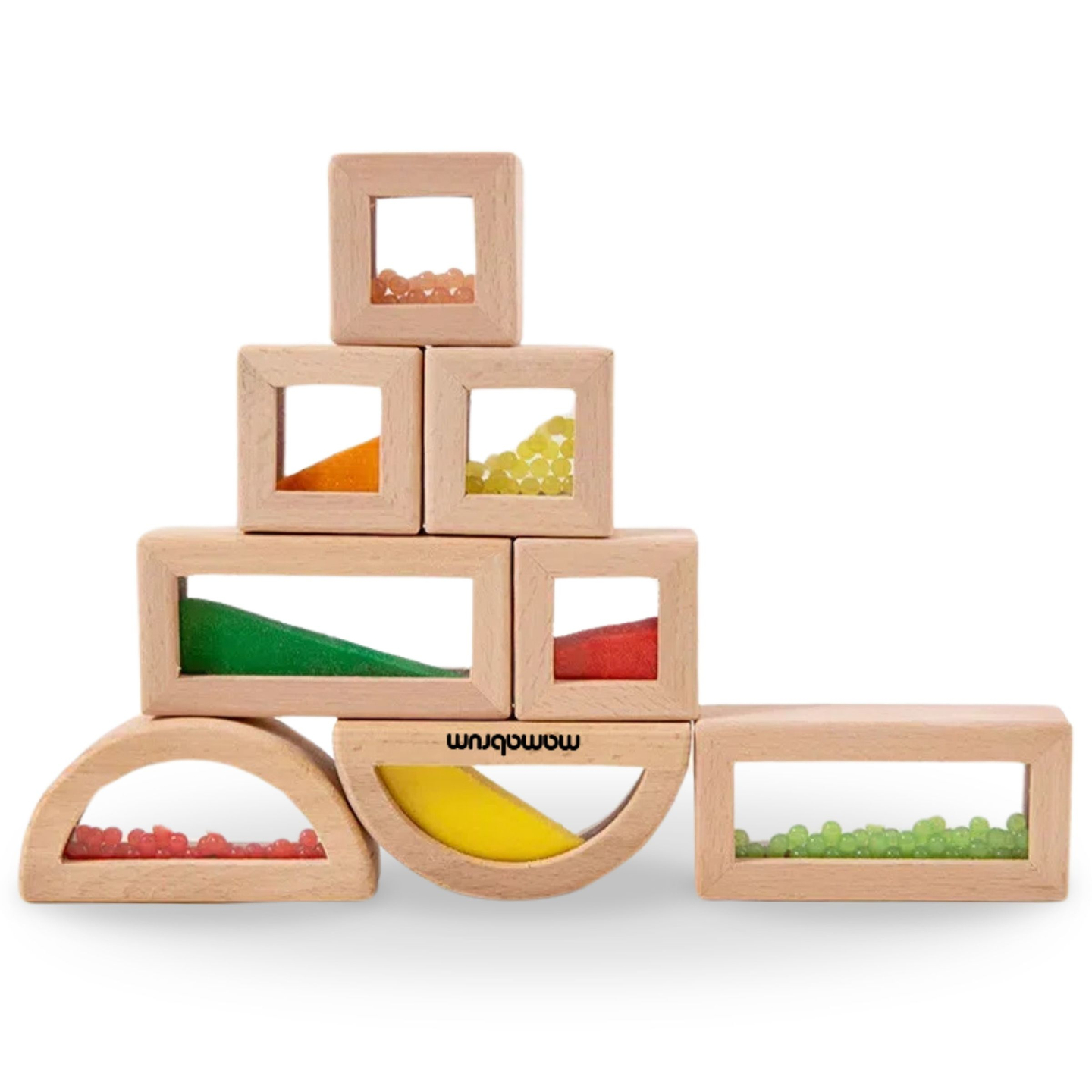 Jeu de blocs sensoriels en bois avec différents remplissages - 15 pièces