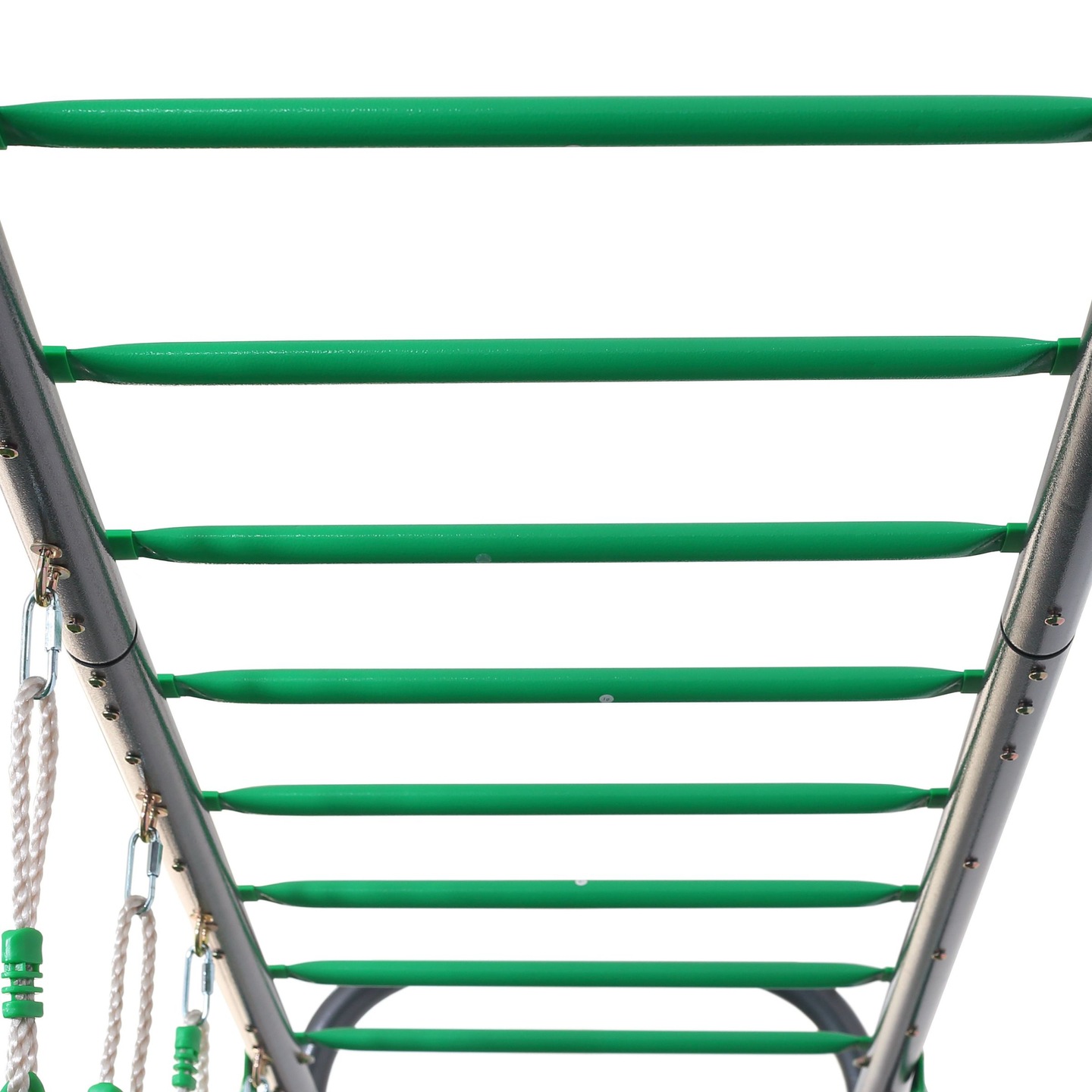 Balançoire de jardin XXL en acier - 2 sièges, échelle, trapèze de gymnastique