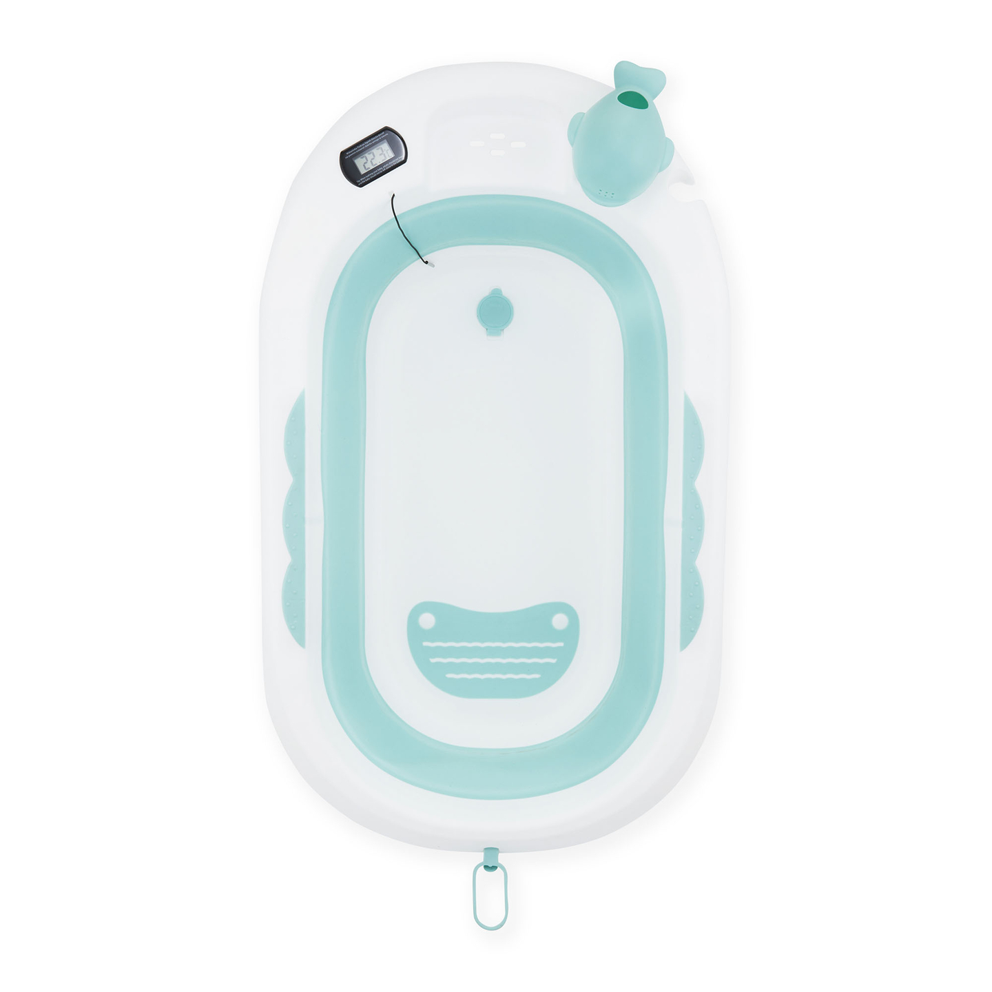 Baignoire pliante pour bébé avec thermomètre, insert et support - couleur menthe