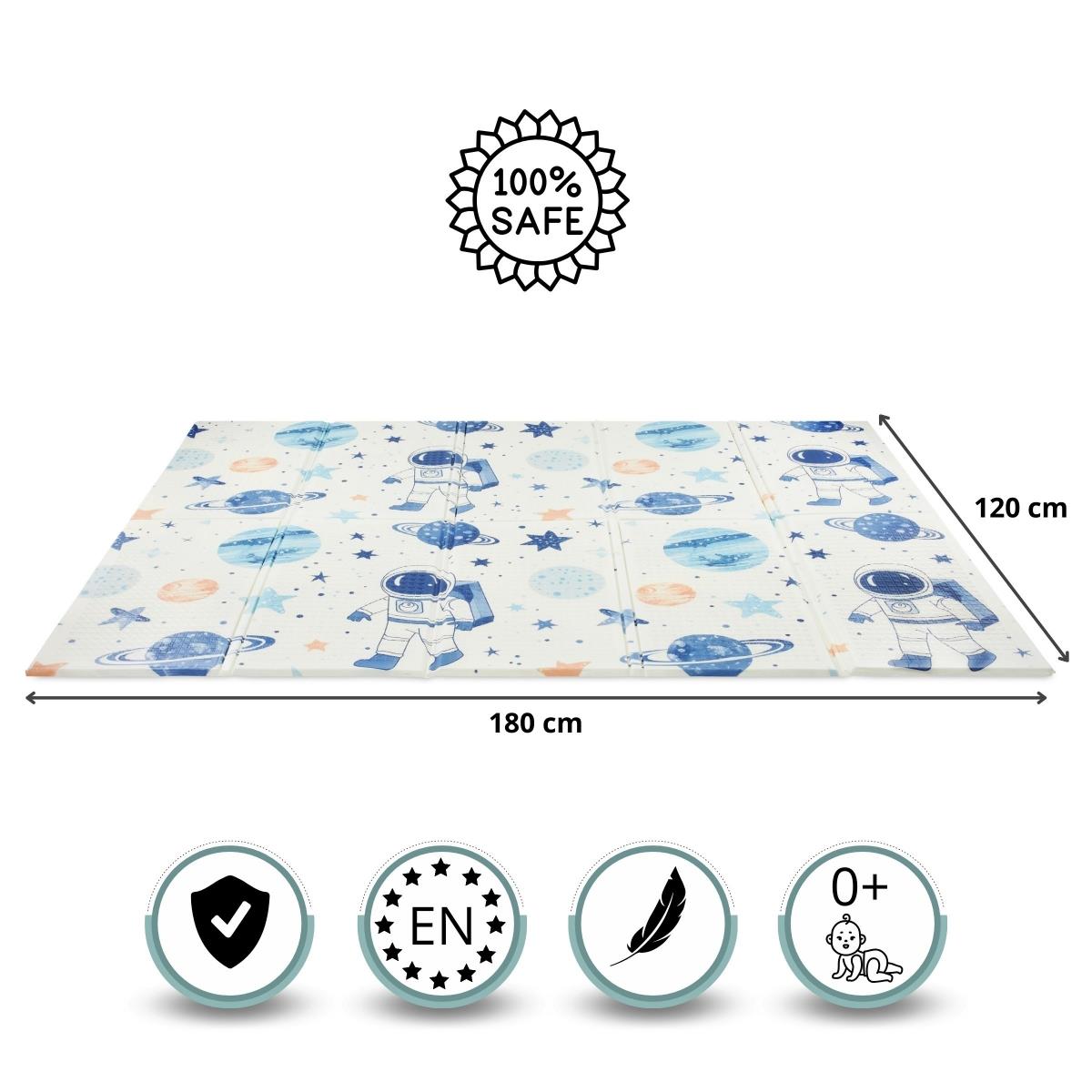 Tapis pliant double face en mousse 180 x 120 x 1cm - Cosmos/Triangles géométriques