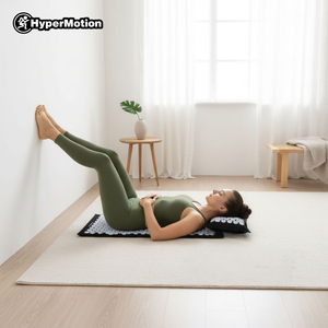 Tapis d'acupression en lin écologique avec coussin en fibres de coco et sarrasin – 68 cm HyperMotion Noir et Blanc