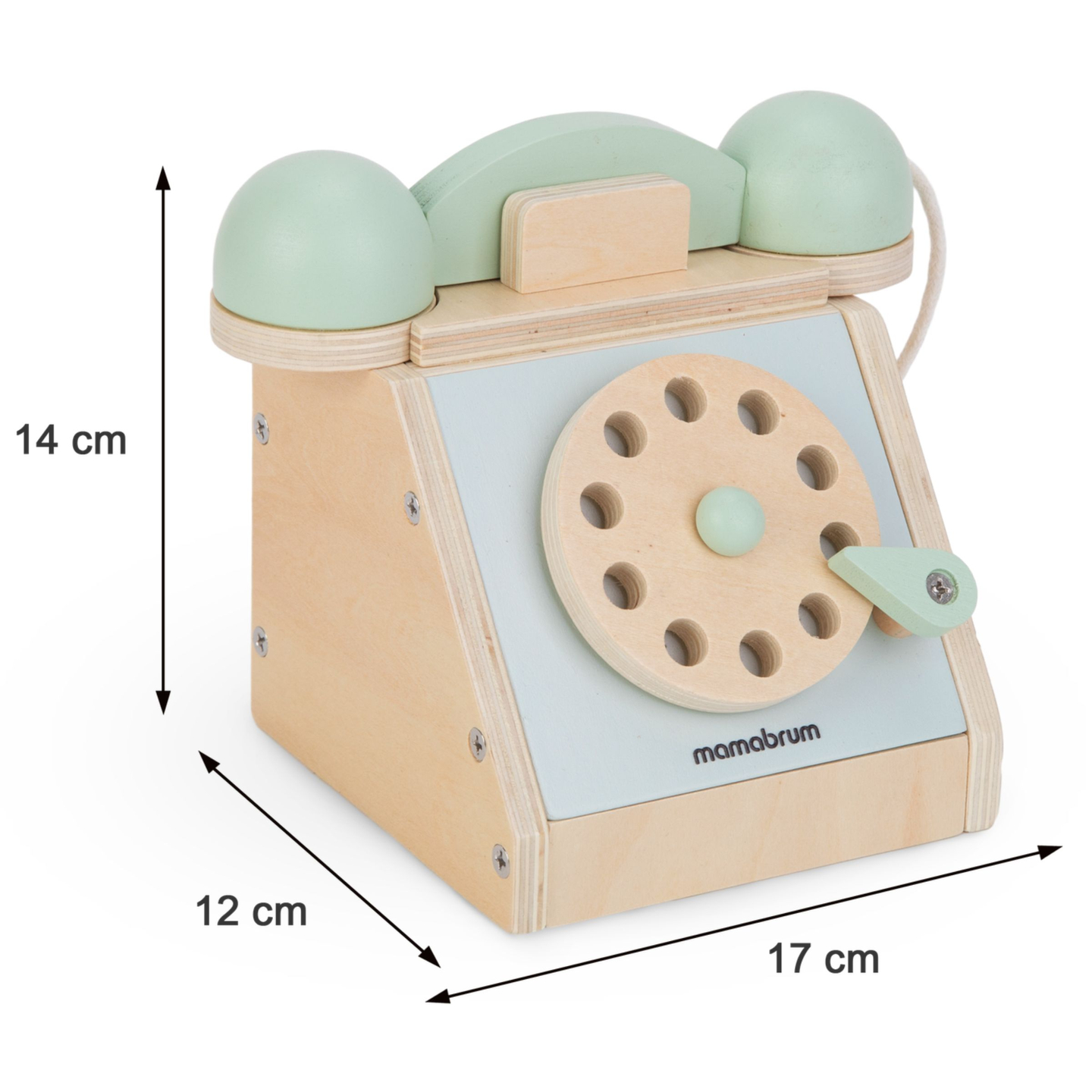 Téléphone rétro en bois - menthe