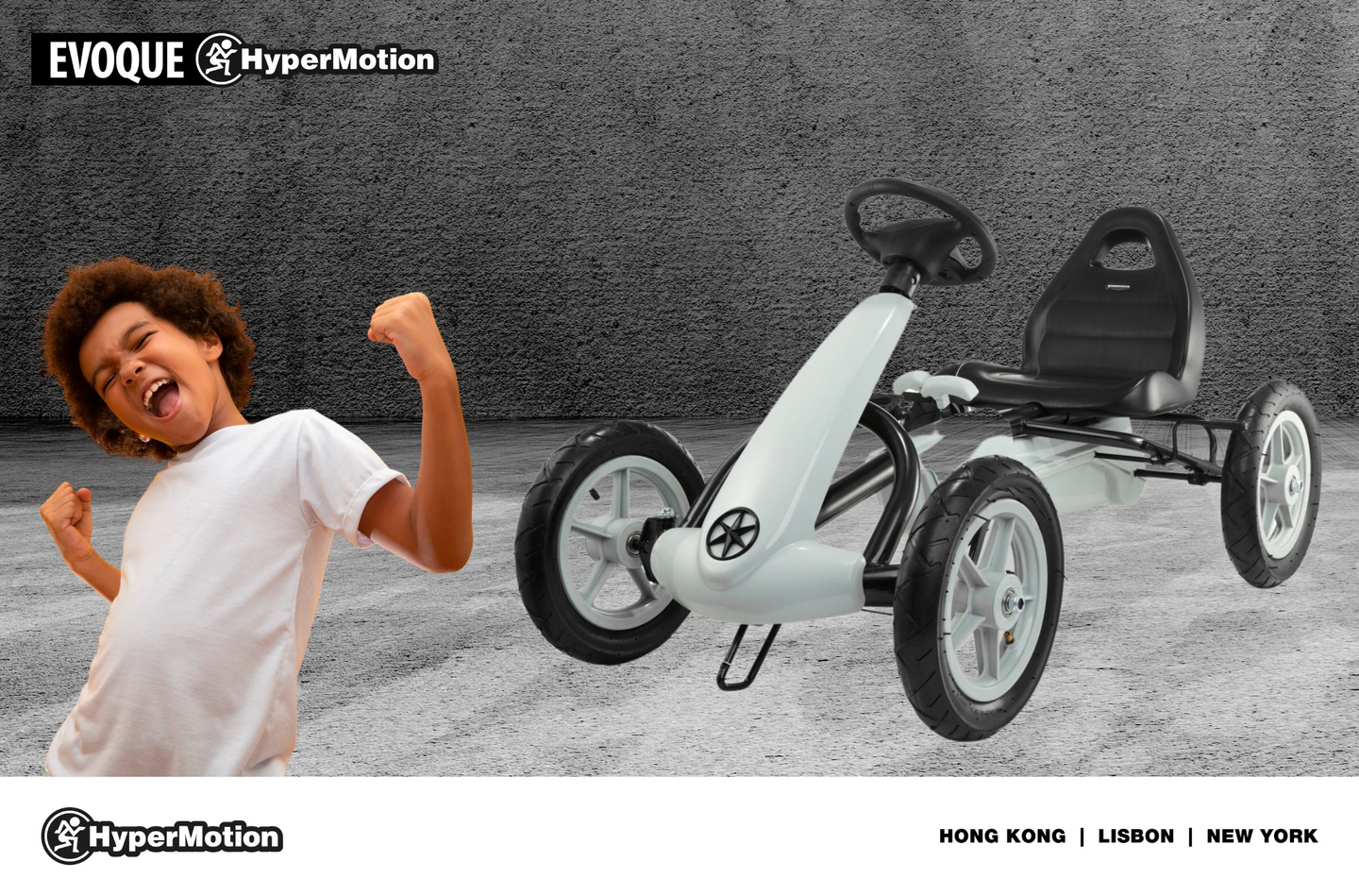 Kart à pédales EVOQUE pour enfants de 5 à 8 ans - gris