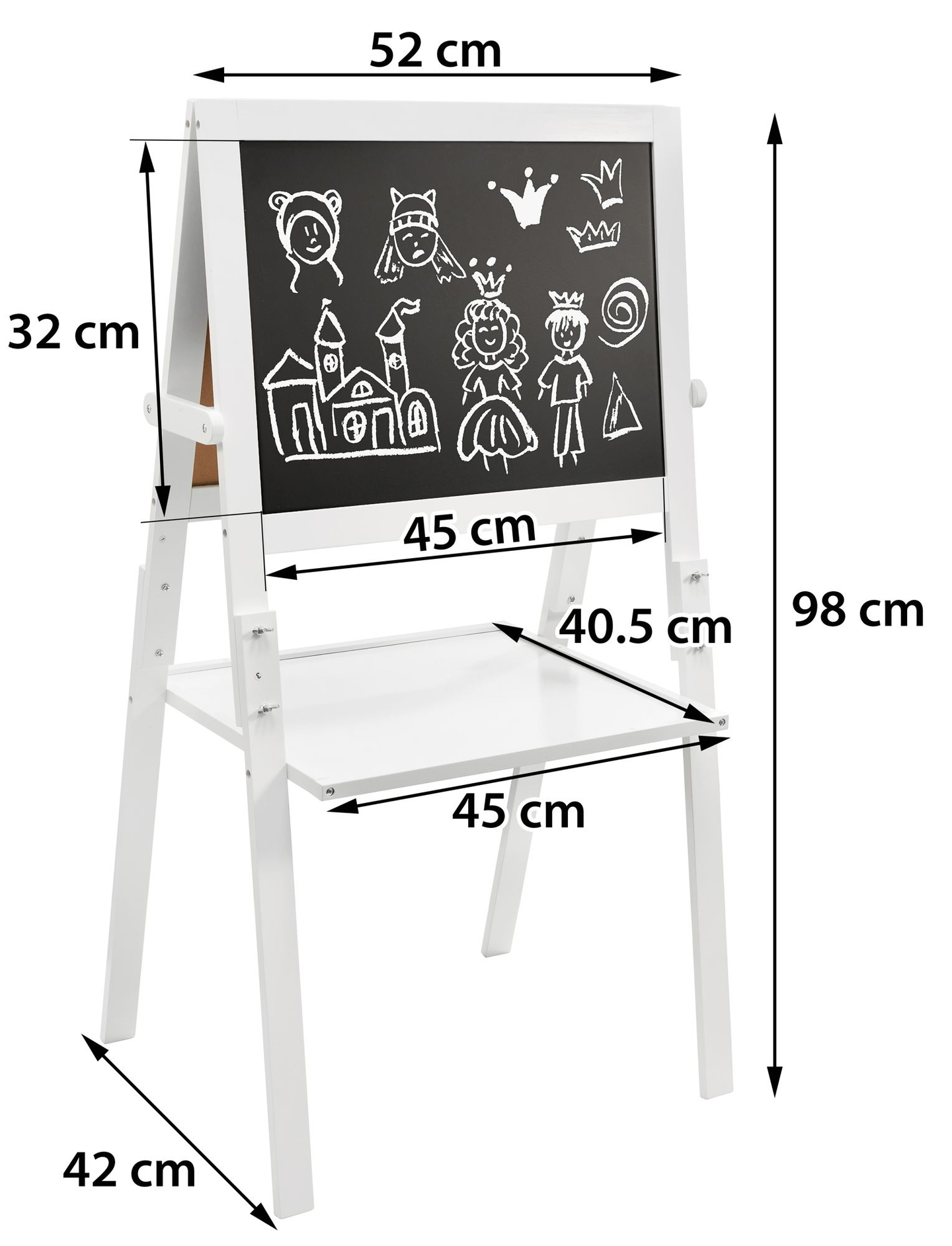 Tableau éducatif double face : magnétique et tableau noir - effaçable à sec, en bois, pour enfants, pliable