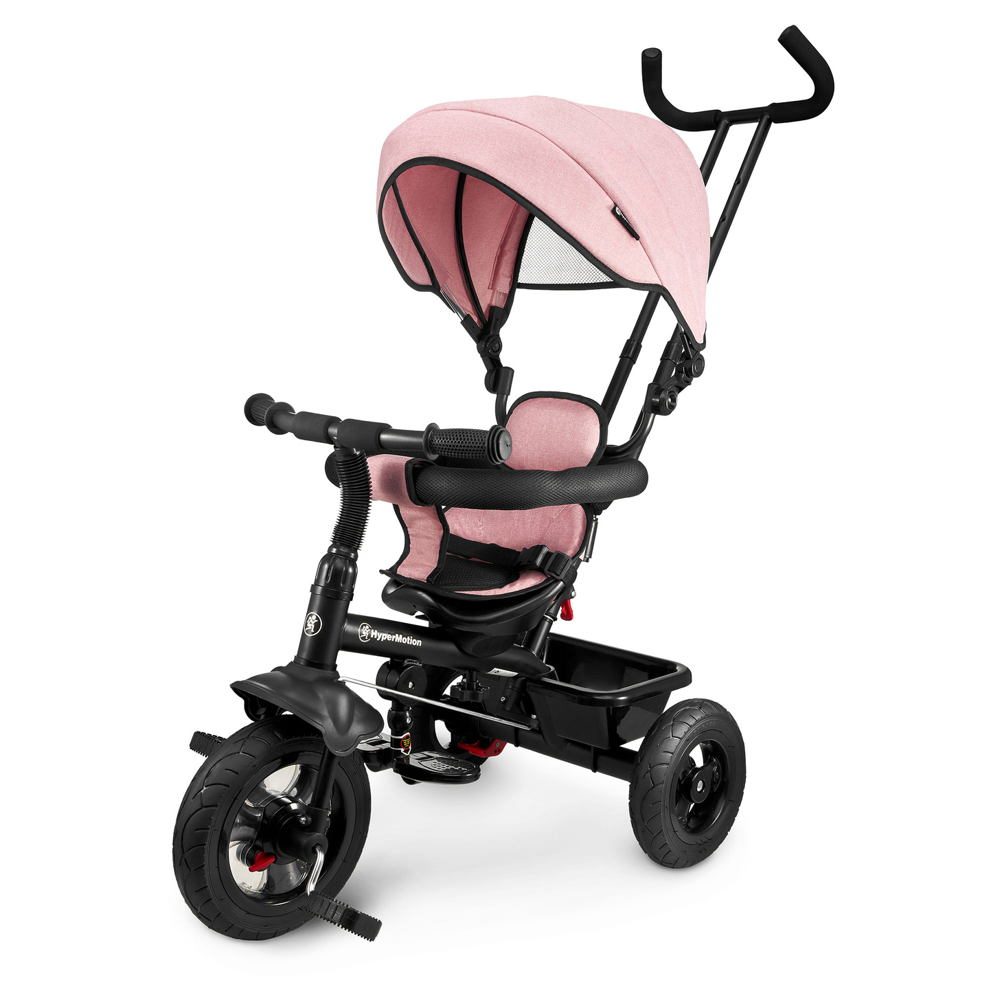 Tricycle pour enfants 1-4 ans - TOBI FREY - couleur rose - pivotant - roues pompées + pousseur