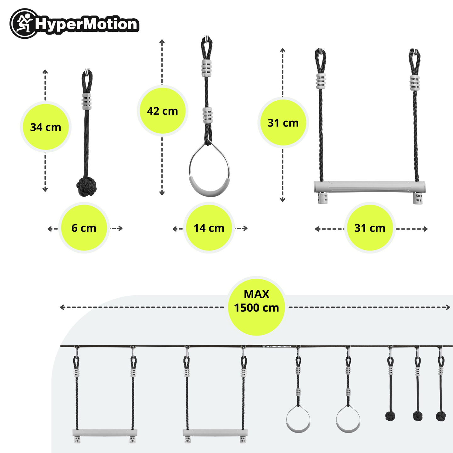 Course d'obstacles Ninja pour enfants - HyperMotion slackline set - 7 obstacles