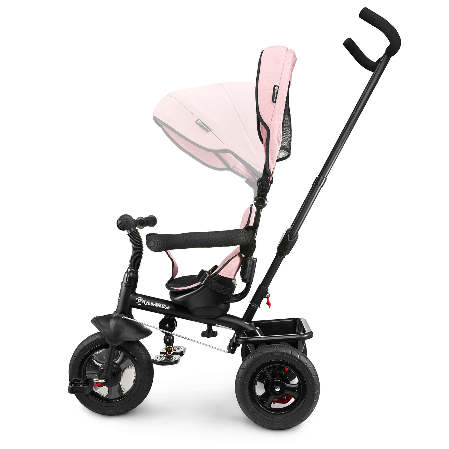 Tricycle pour enfants 1-4 ans - TOBI FREY - couleur rose - pivotant - roues pompées + pousseur
