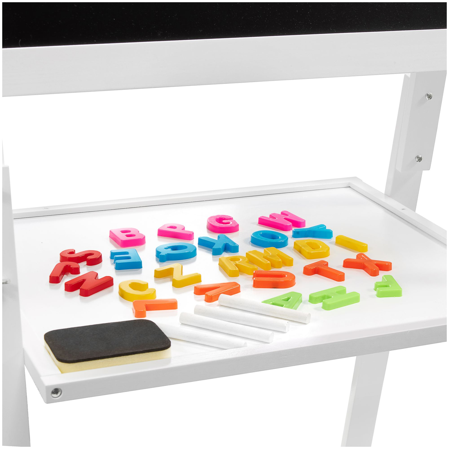 Tableau éducatif double face : magnétique et tableau noir - effaçable à sec, en bois, pour enfants, pliable