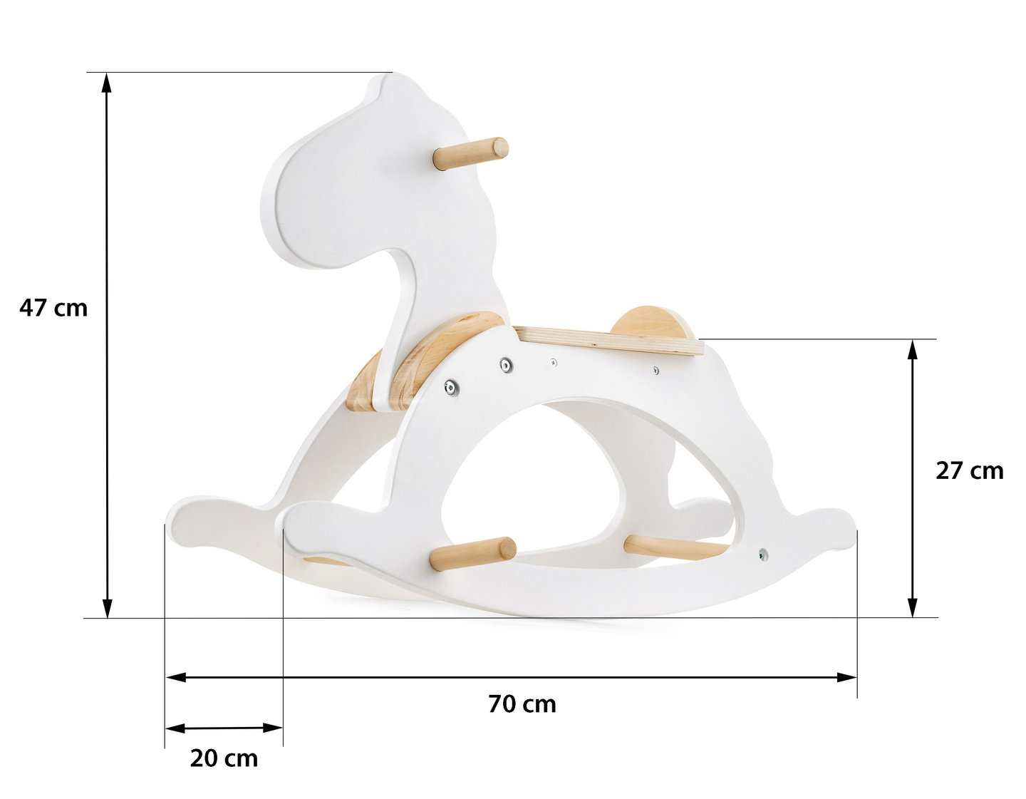 Cheval à bascule en bois - blanc - à partir de 12 mois.