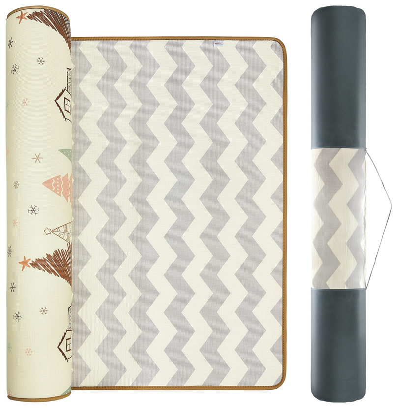 Tapis mousse double face XXL - rouleau 2 CM (forêt et zigzags)