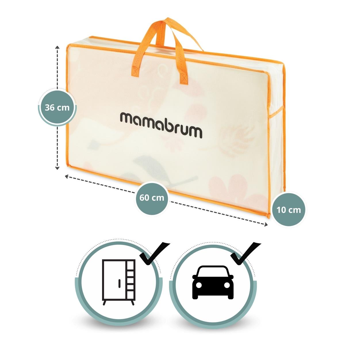 Tapis pliant double face en mousse 180 x 120 x 1cm - Eléphants exotiques/Gris délicat