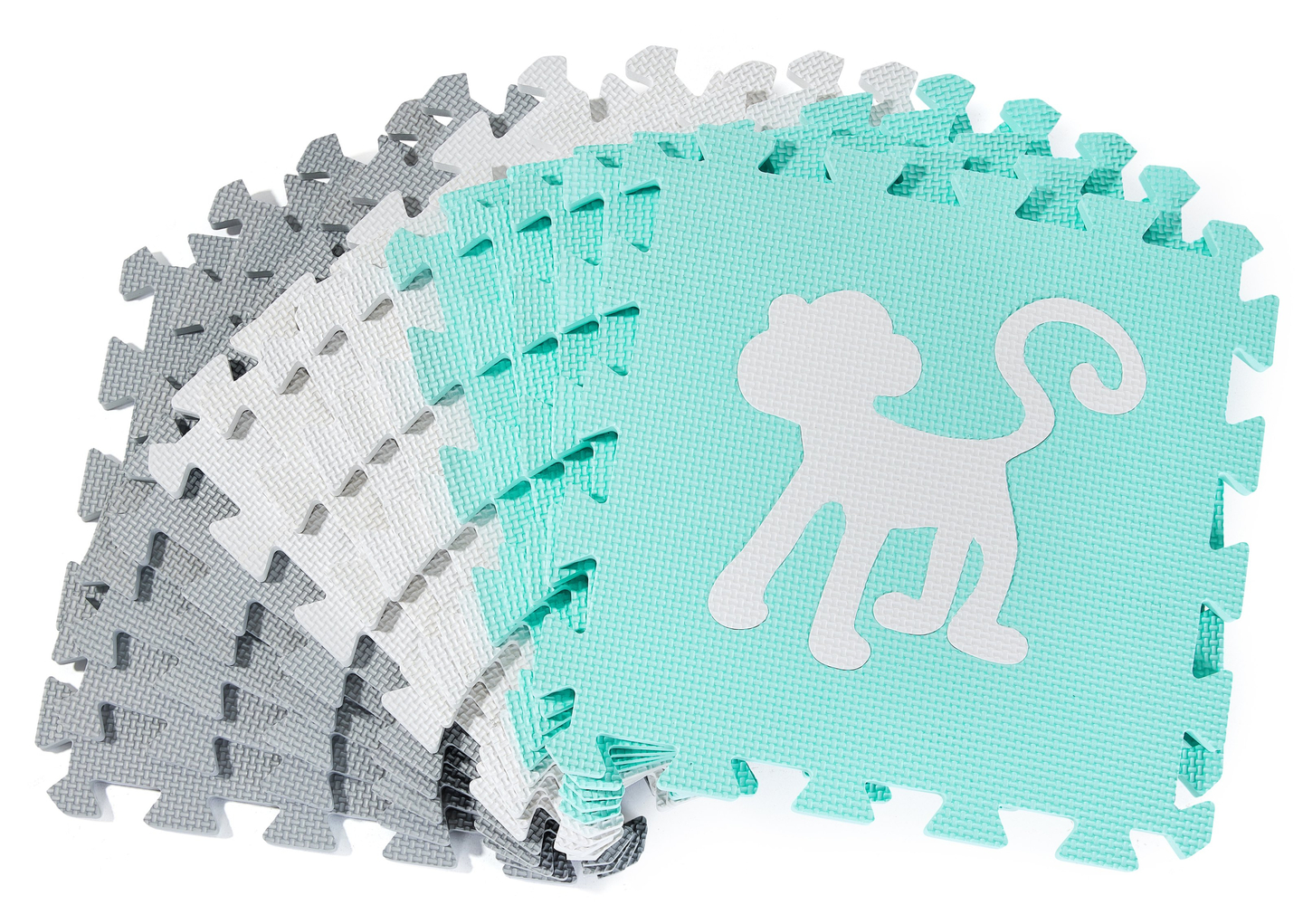 Tapis en mousse XL 150 x 150 x 1cm avec bordure - mousse EVA - menthe