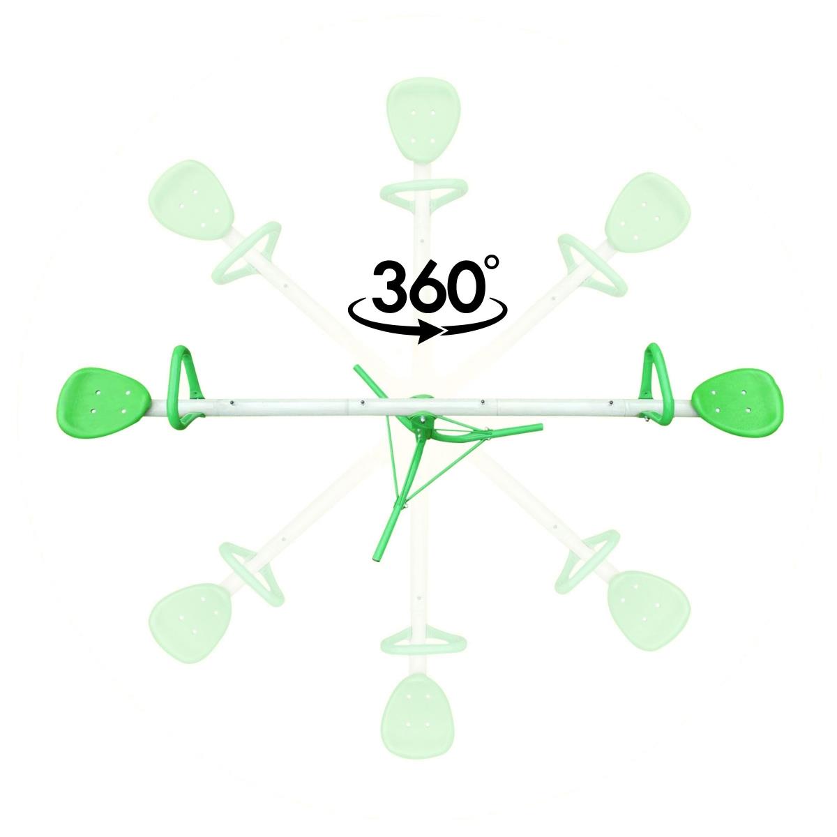 Balançoire de jardin 2 en 1, poutre d'équilibre pour 2 personnes avec fonction carrousel à 360 degrés