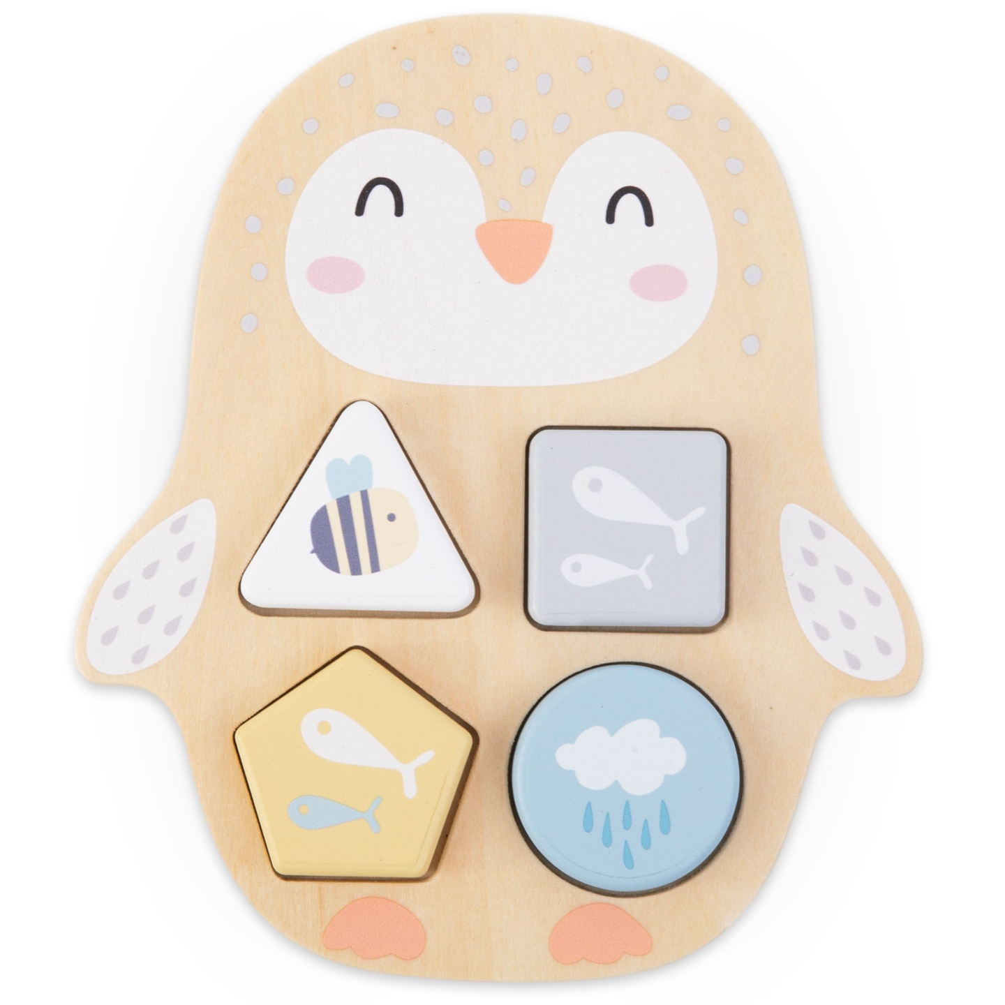 Ensemble de jouets en bois - entrelacs colorés, pyramide Deer, trieur Penguin