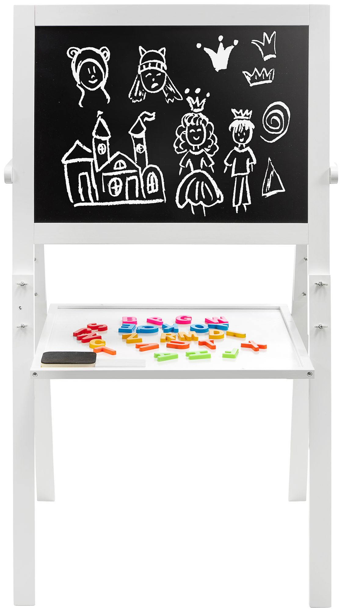 Tableau éducatif double face : magnétique et tableau noir - effaçable à sec, en bois, pour enfants, pliable