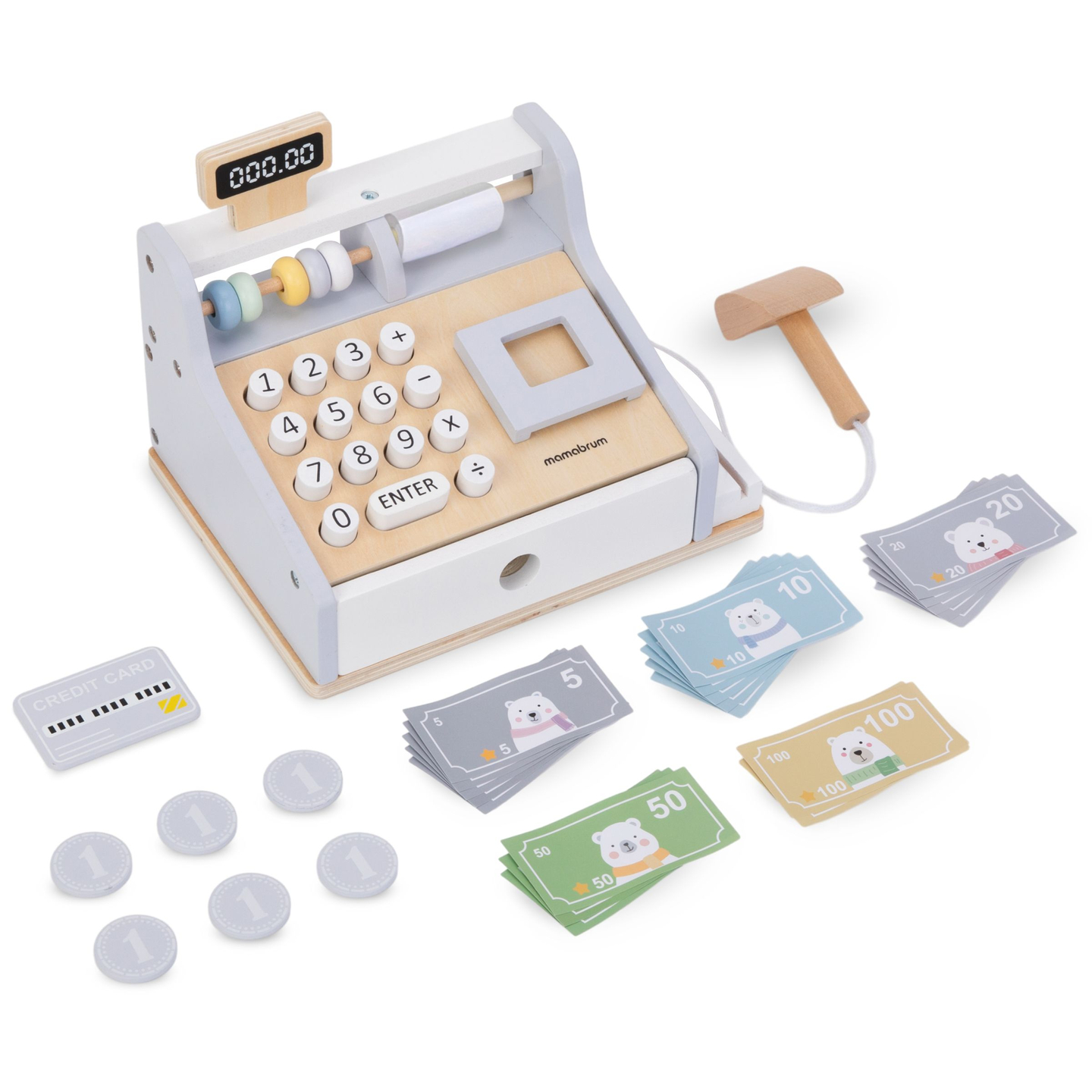 Caisse enregistreuse en bois avec accessoires