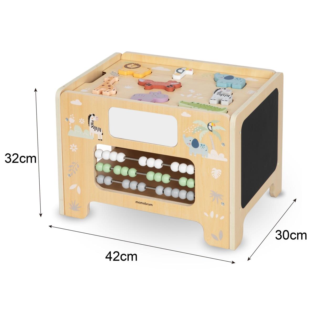 Boîte de manipulation en bois - Tableau Montessori avec figurines d'animaux et siège