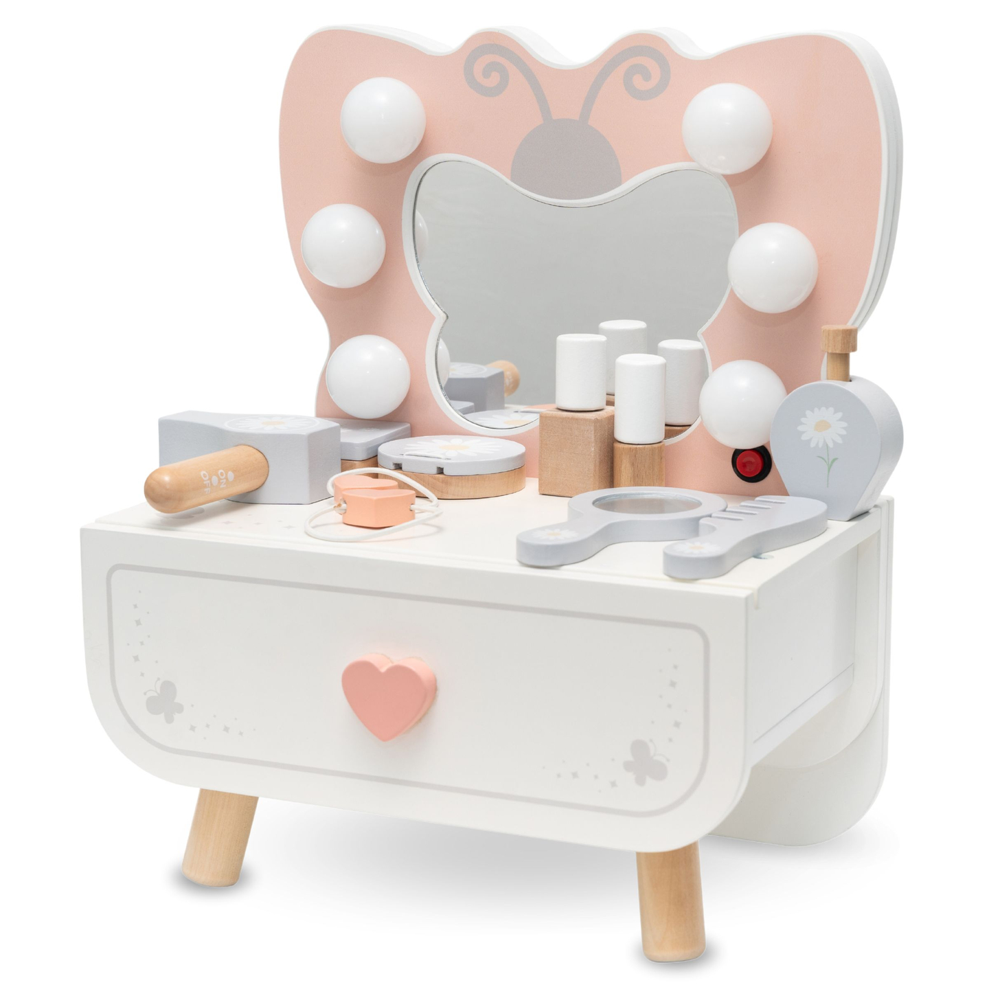 Mini coiffeuse en bois avec éclairage LED - Butterfly