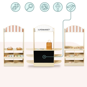 Grande boutique en bois pour enfants avec tableau noir - 91 pièces pour faire du shopping en toute simplicité !