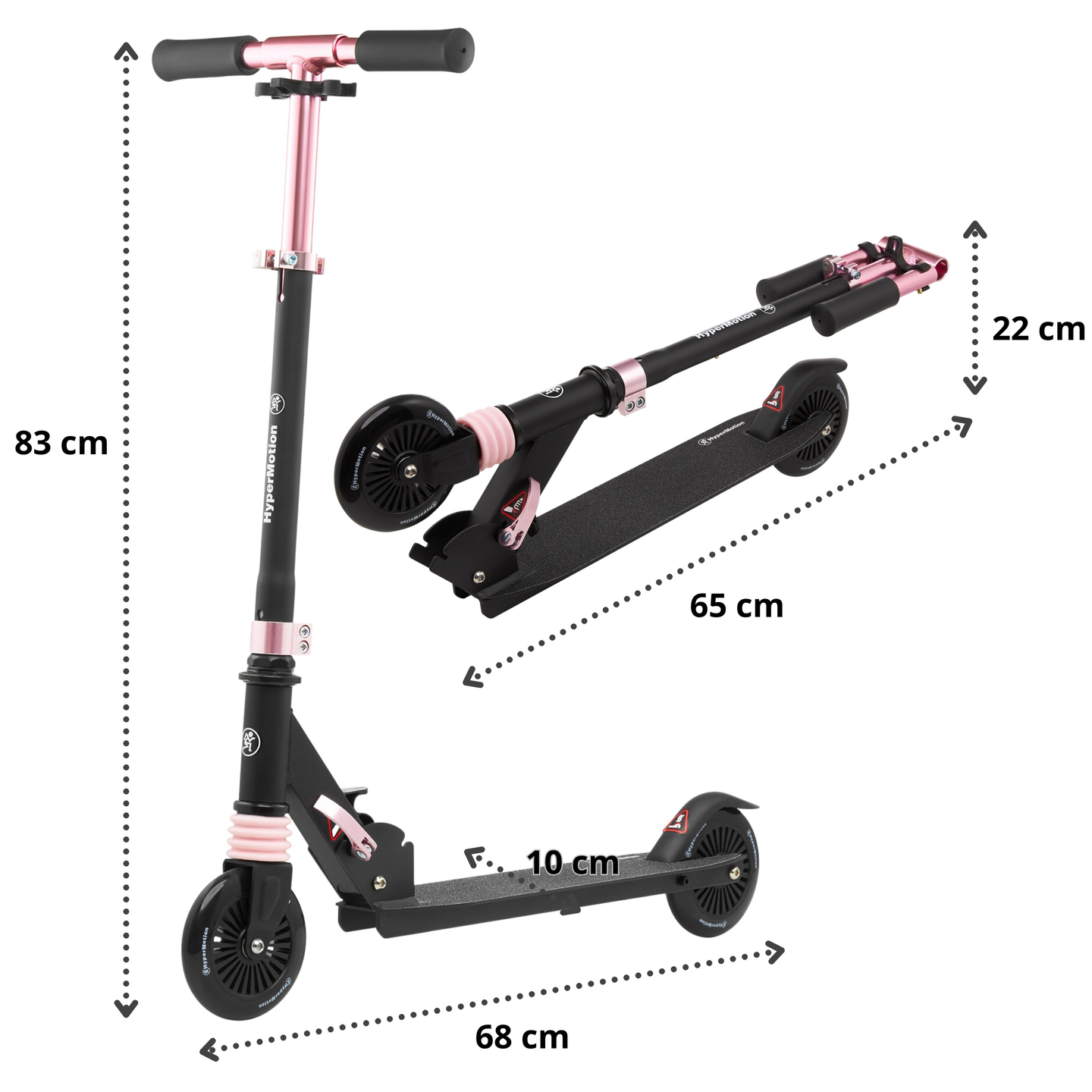 Scooter à deux roues avec amortisseur WALLY 4-9 ans à partir de HyperMotion noir-rose