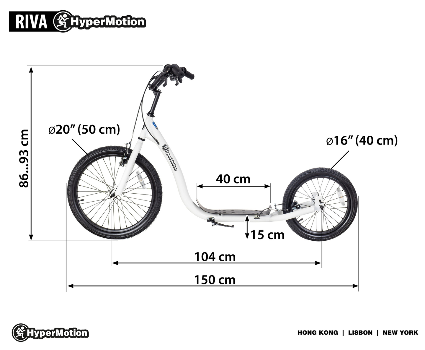 Scooter de ville HyperMotion RIVA avec roues gonflables de 50 cm et 40 cm