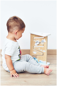 Planche de manipulation sensorielle en bois à deux faces