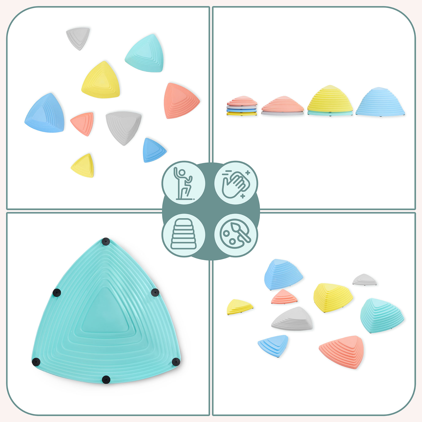 Pierres d'équilibre colorées - 9 pièces