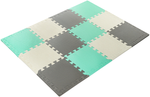 Puzzle en mousse 12pcs. - tapis de mousse éducatif 120 x 90 x 1.2cm avec bordure - menthe