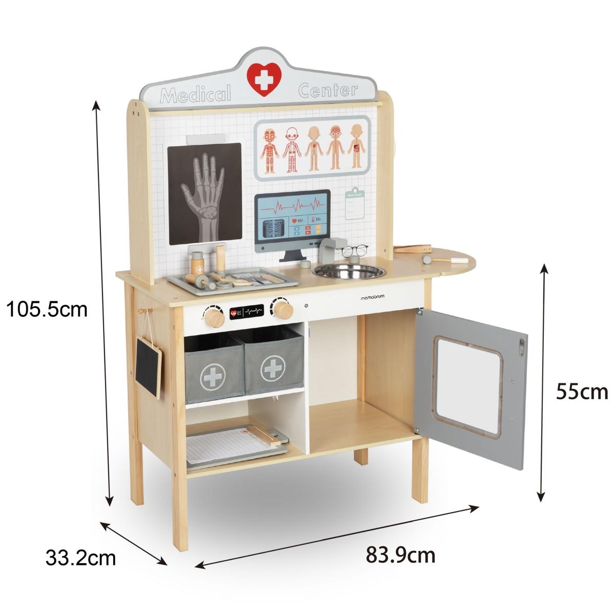 Cabinet médical en bois hôpital XXL - Set de médecin avec accessoires