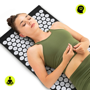 Tapis d'acupression avec coussin et housse - 72 cm HyperMotion noir et blanc