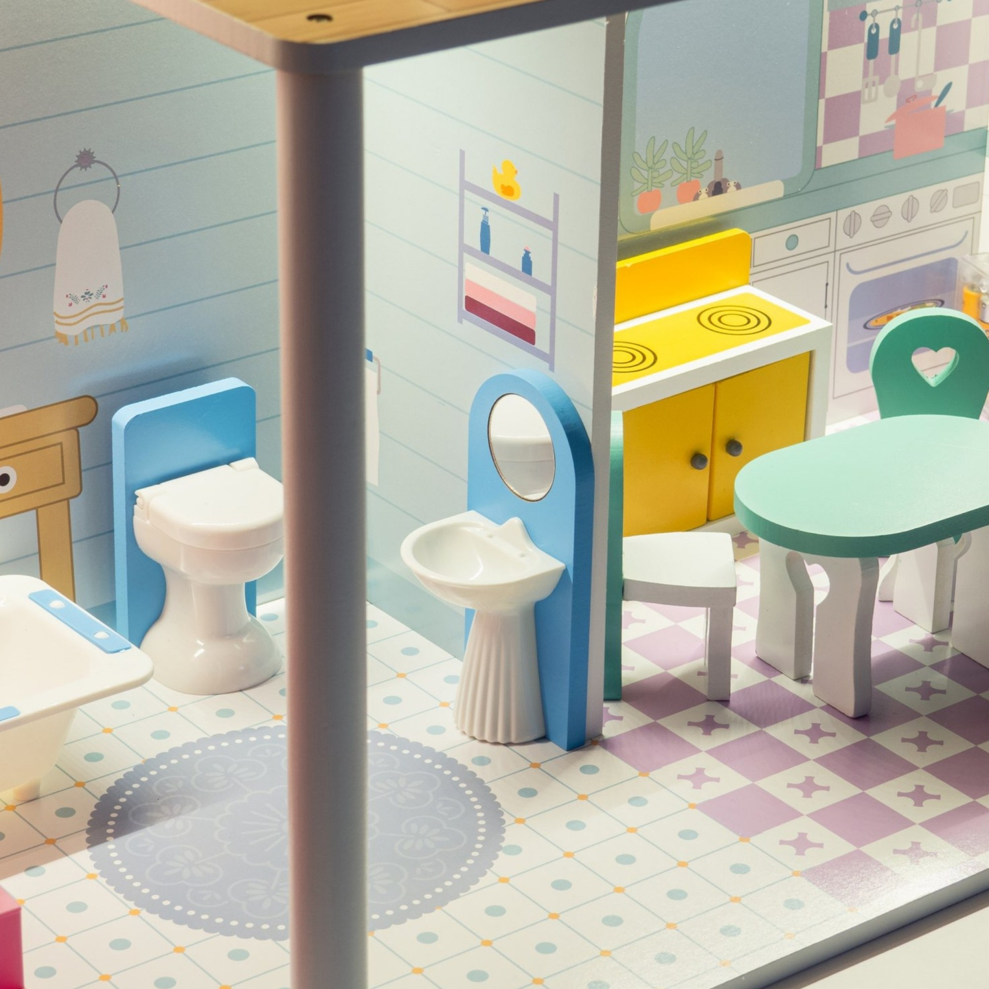 XXL La plus grande maison de poupées en bois - 123 cm - illuminée par LED - terrasse, accessoires, jardin