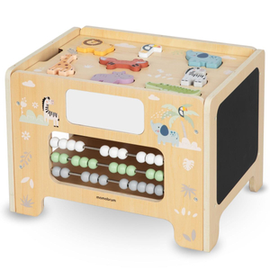 Boîte de manipulation en bois - Tableau Montessori avec figurines d'animaux et siège