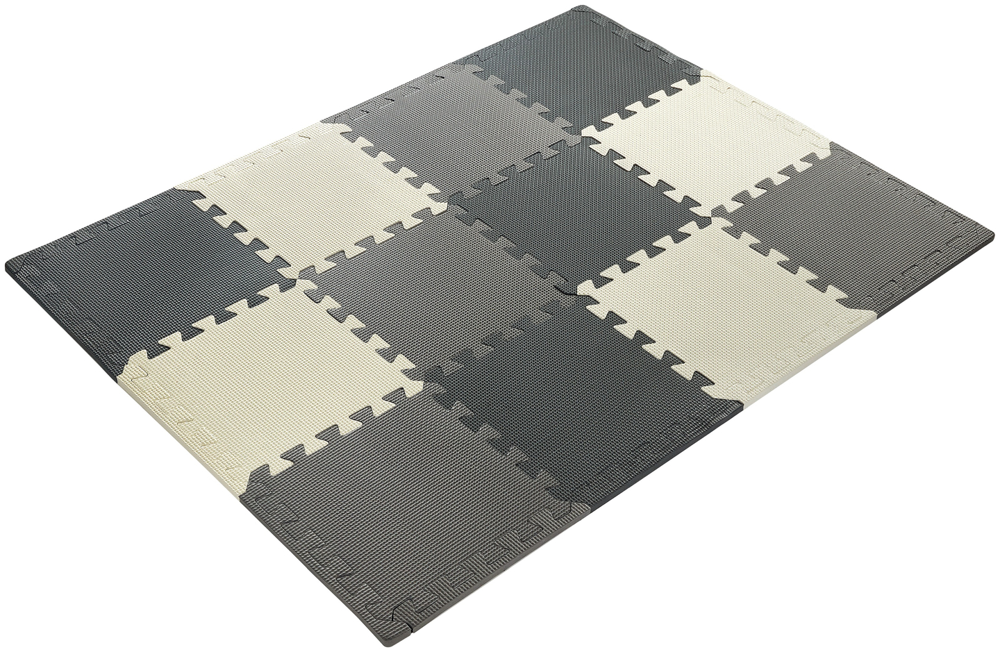 Puzzle en mousse 12pcs. - tapis de mousse éducatif 120 x 90 x 1.2cm avec bordure - gris