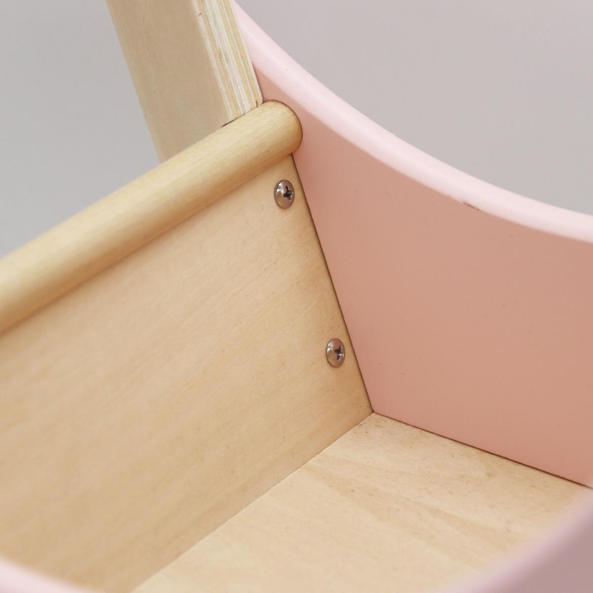 Poussette de poupée en bois rose