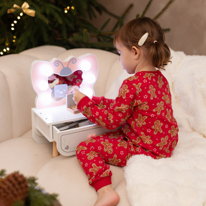 Mini coiffeuse en bois avec éclairage LED - Butterfly