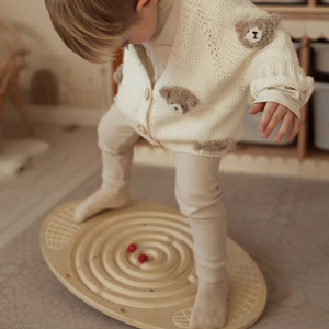 Planche d'équilibre en bois avec labyrinthe et balles - balance rocker