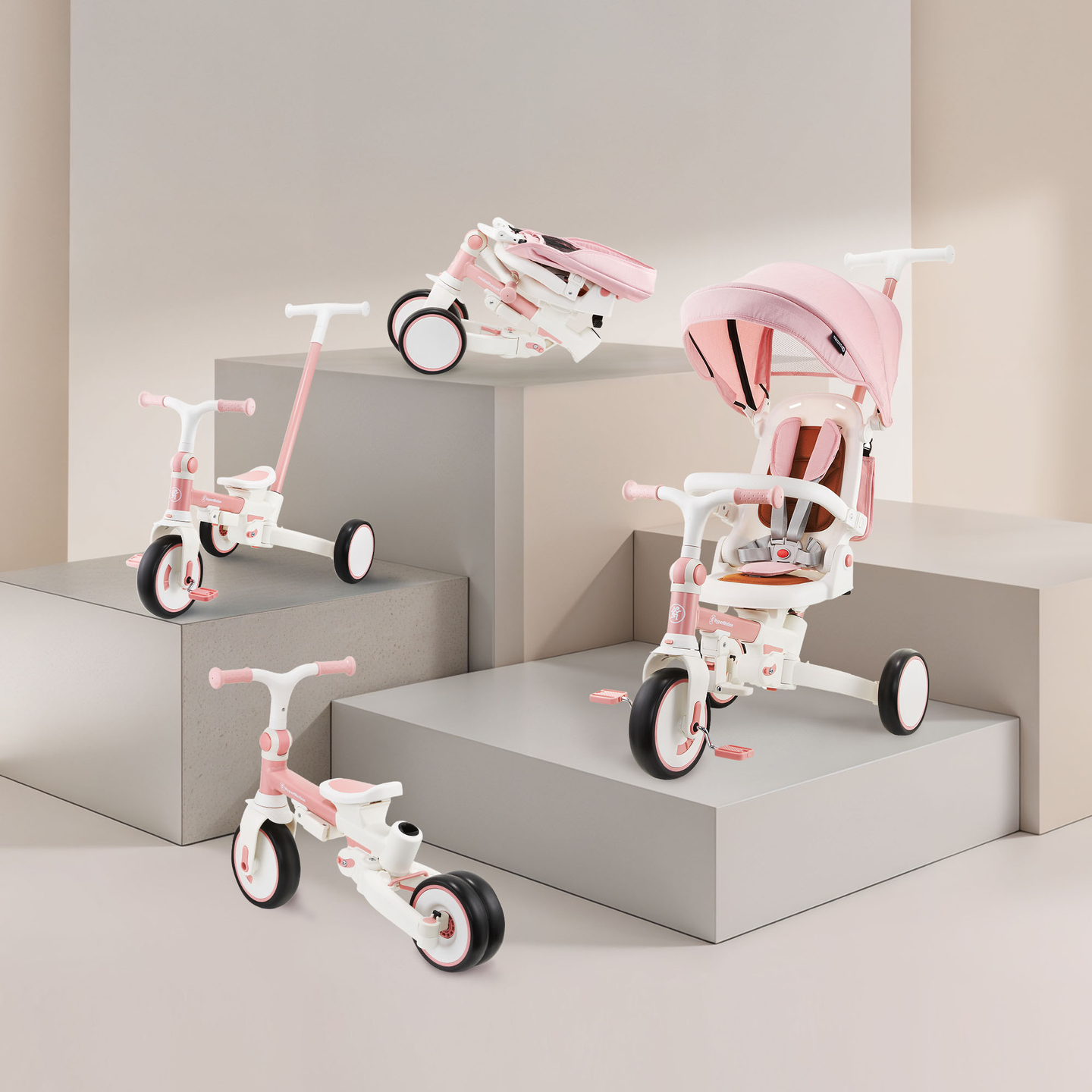 Tricycle multifonctionnel 8 en 1 TOBI FOREST - rose